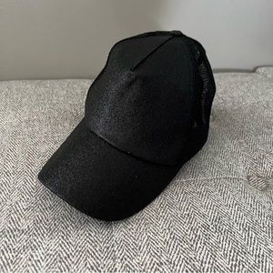 Black glitter high ponytail hat